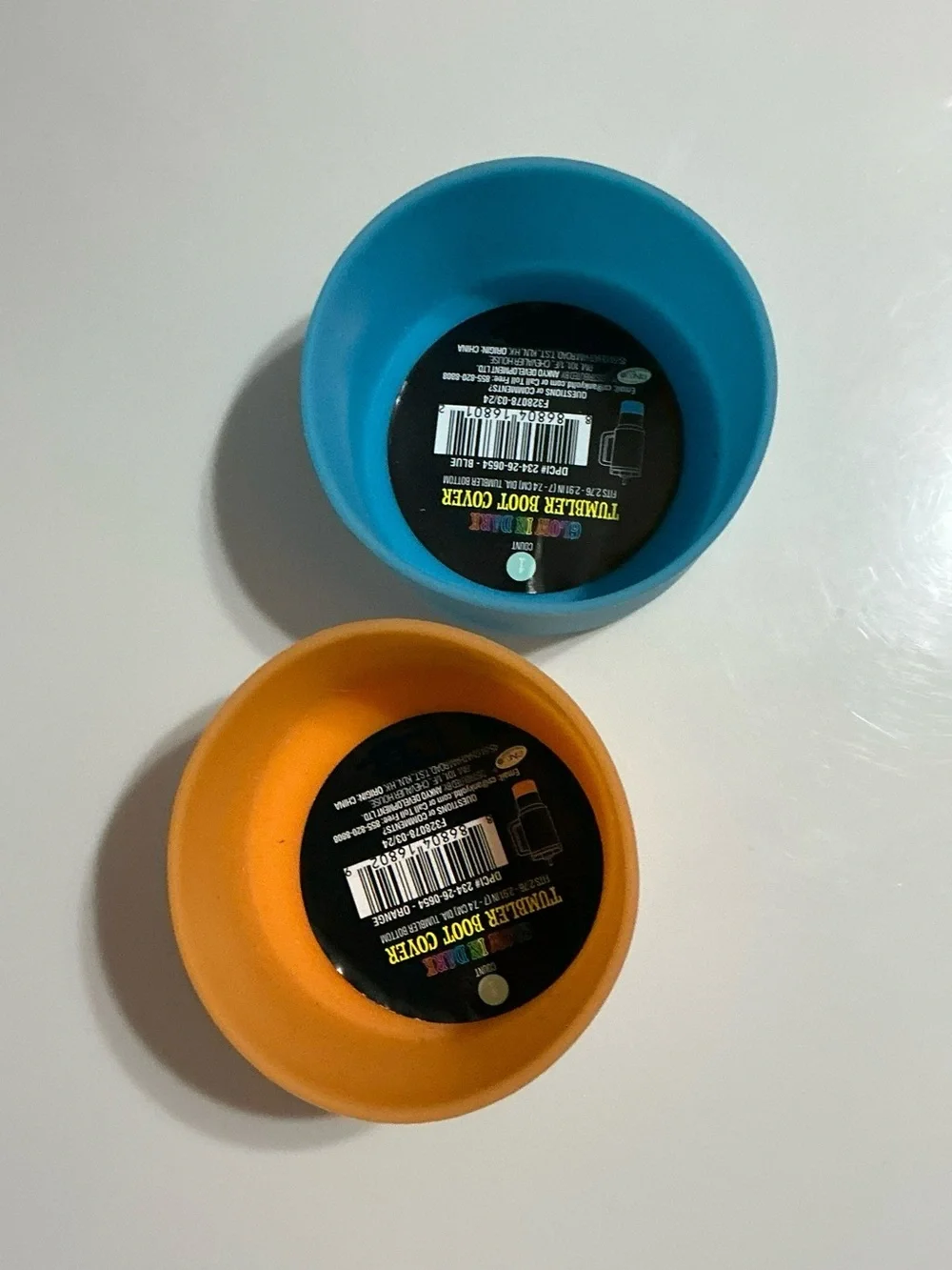 Glow in The Dark Silicone Tumbler Boot Cover 2 Orange & 2 Teal Blue